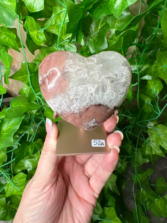 Pink Amethyst Heart on Stand (52A)