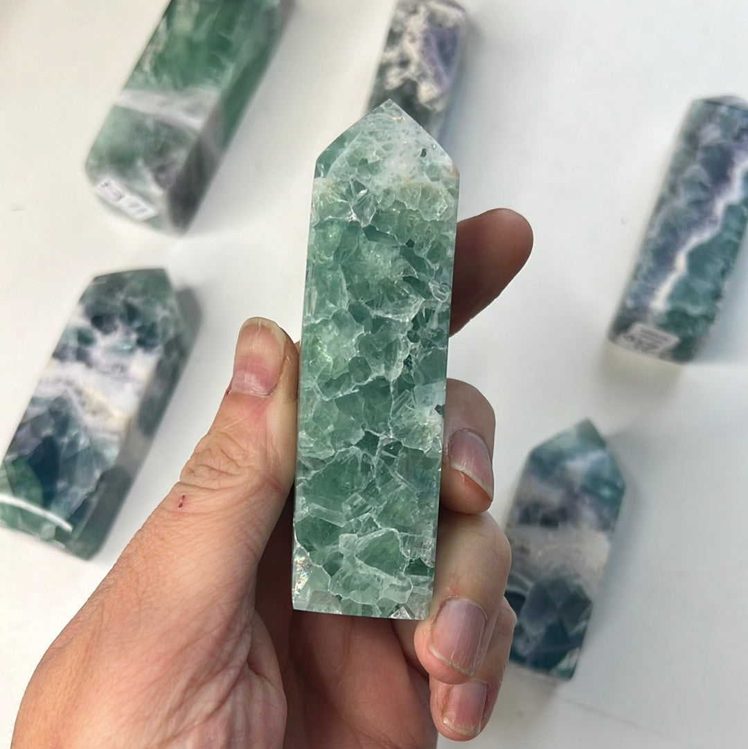 Mexican Fluorite HQ Towers (rainbow filled)