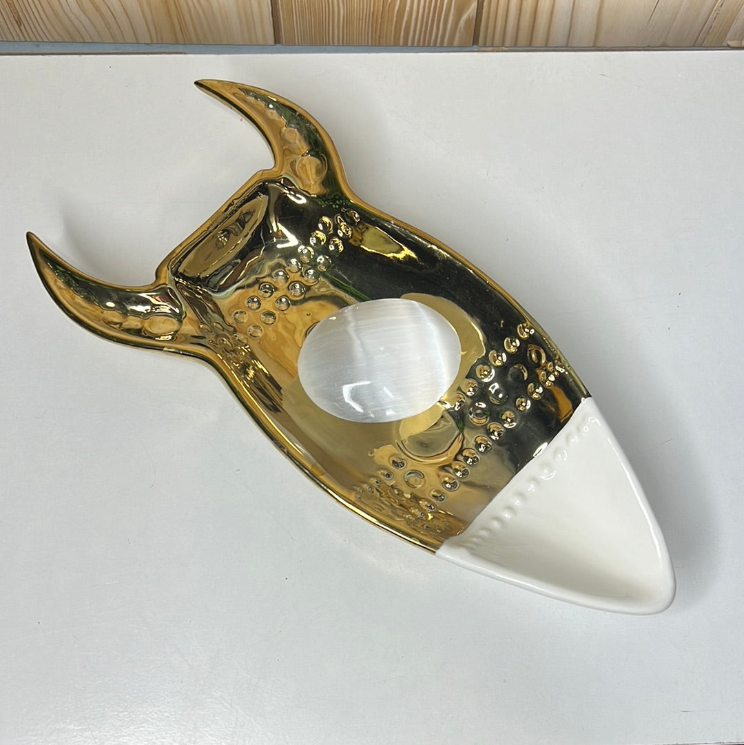 Porcelain Rocket ship trinket dish (XD105)