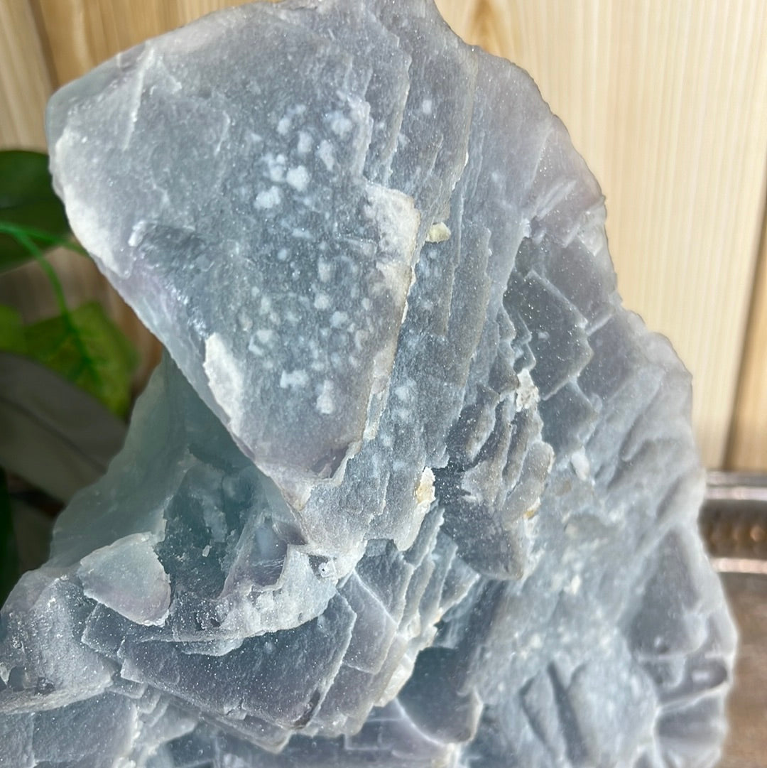 XL Sugar Fluorite Specimen on Stand.