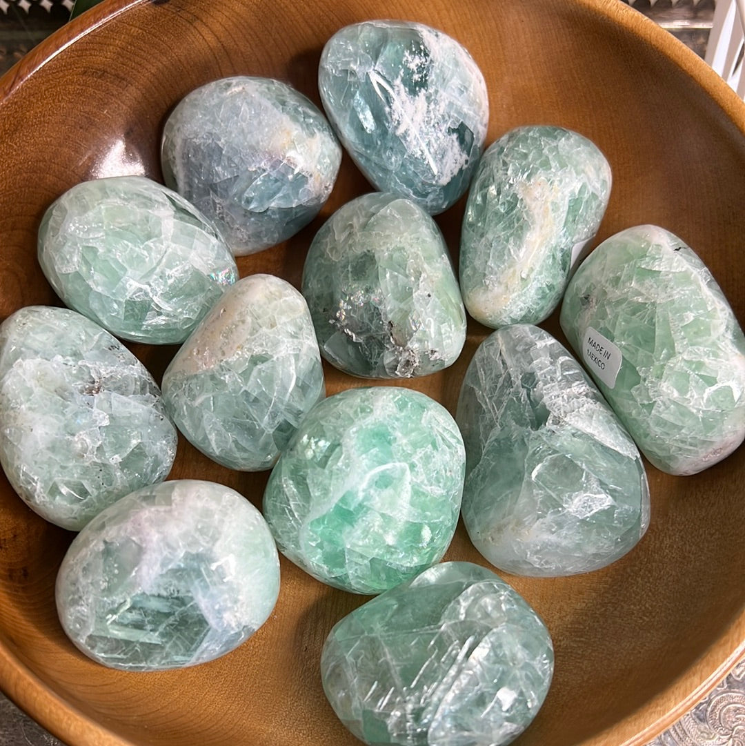 Baja Blast Mexican rainbow filled Fluorite Pebble