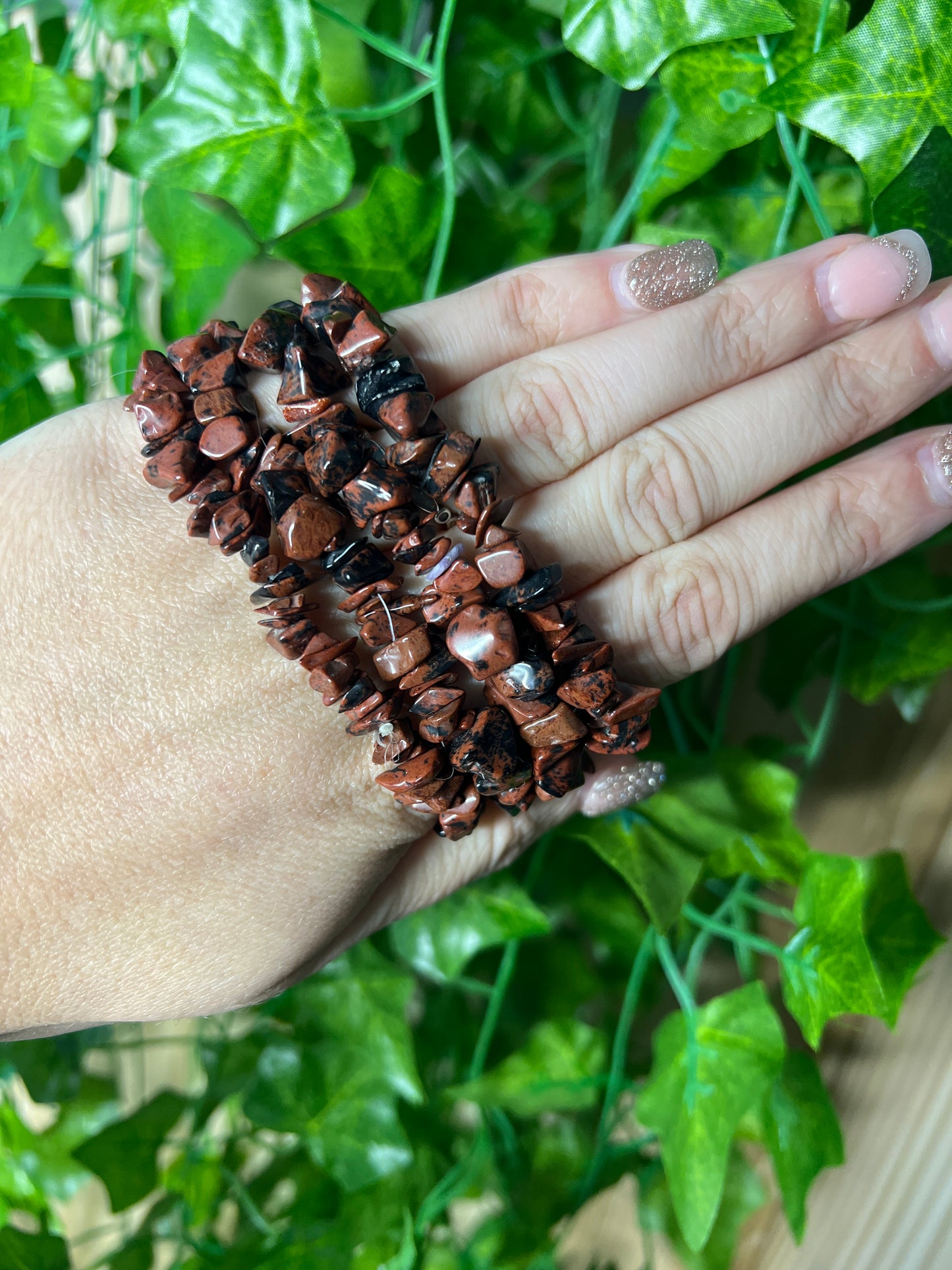 Mahogany Obsidian Chip Bracelet