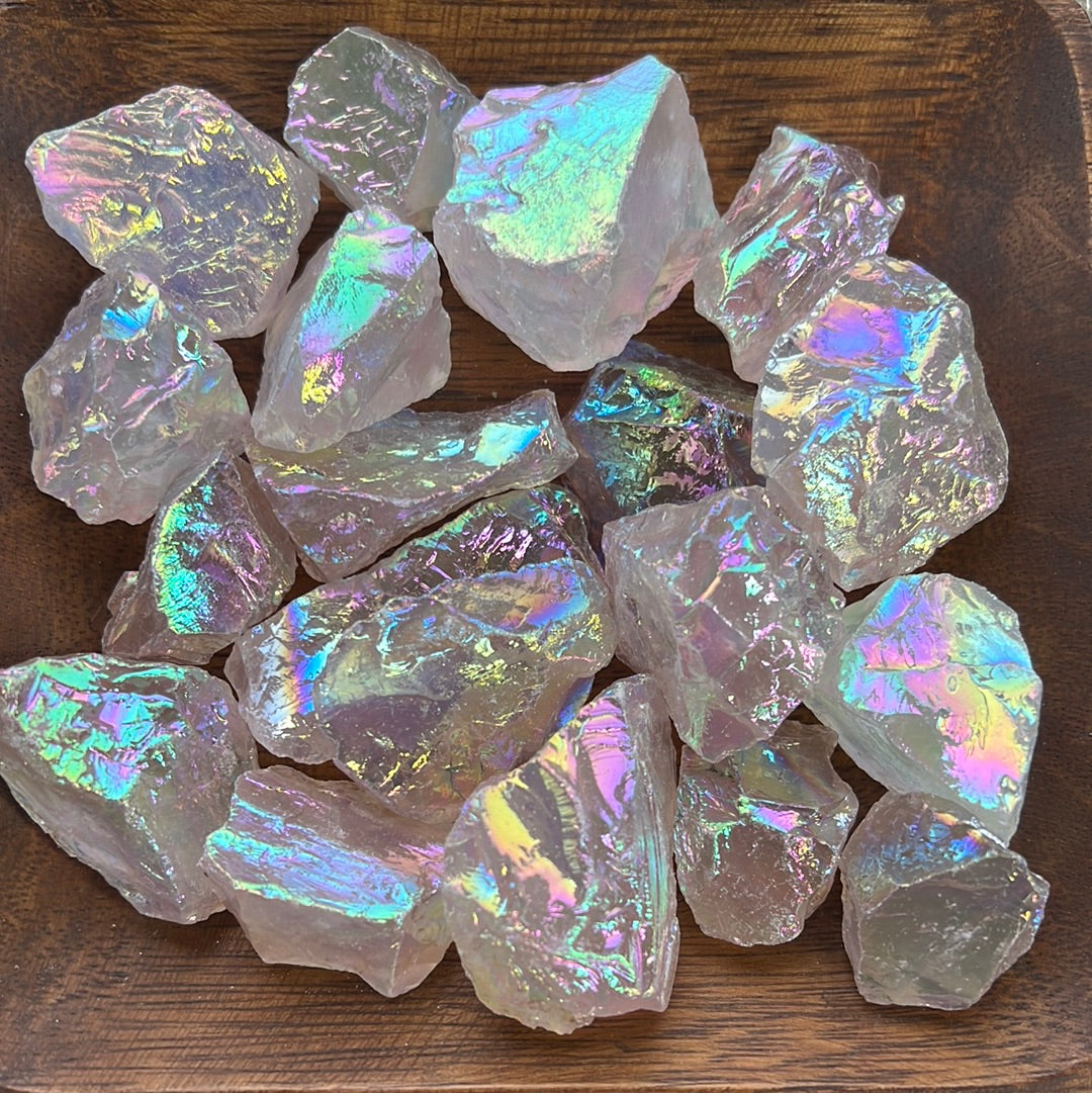 Aura Coated Rose Quartz Raw Specimen