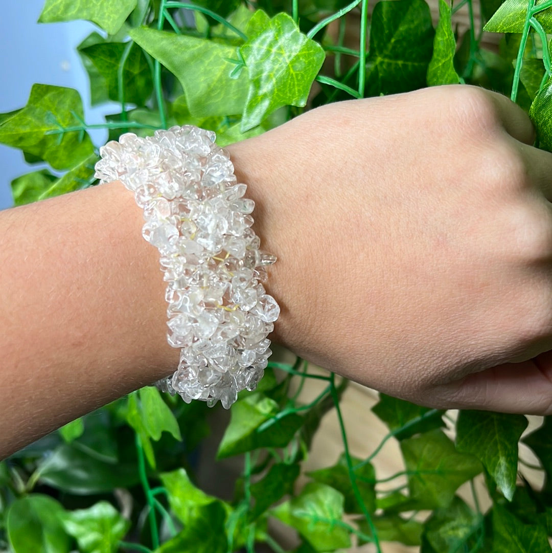 Clear Quartz chip bangle bracelet