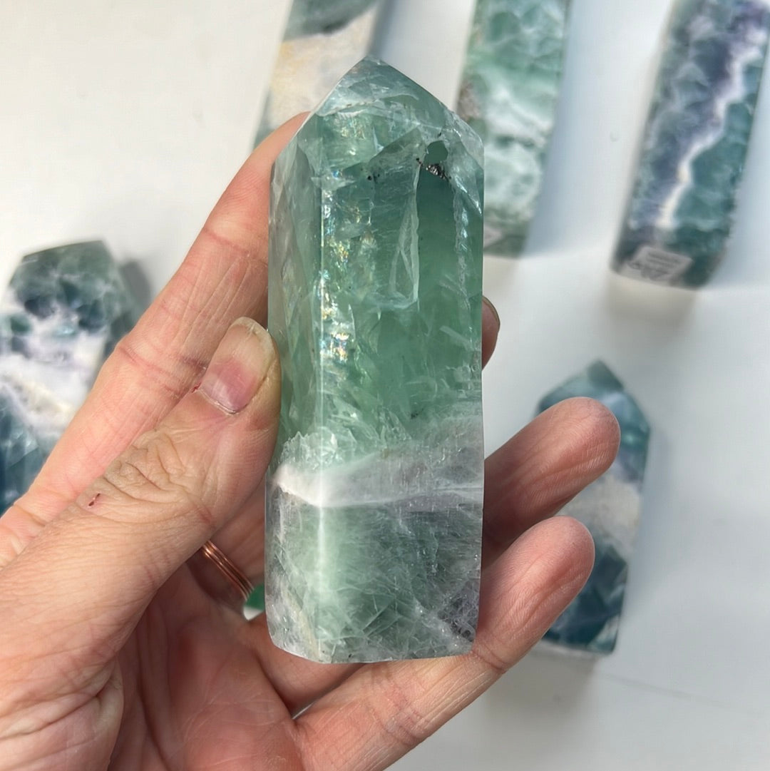 Mexican Fluorite HQ Towers (rainbow filled)