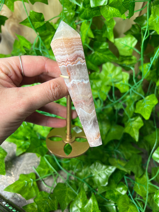 Amethyst Crazy Lace Agate wand on stand 25A