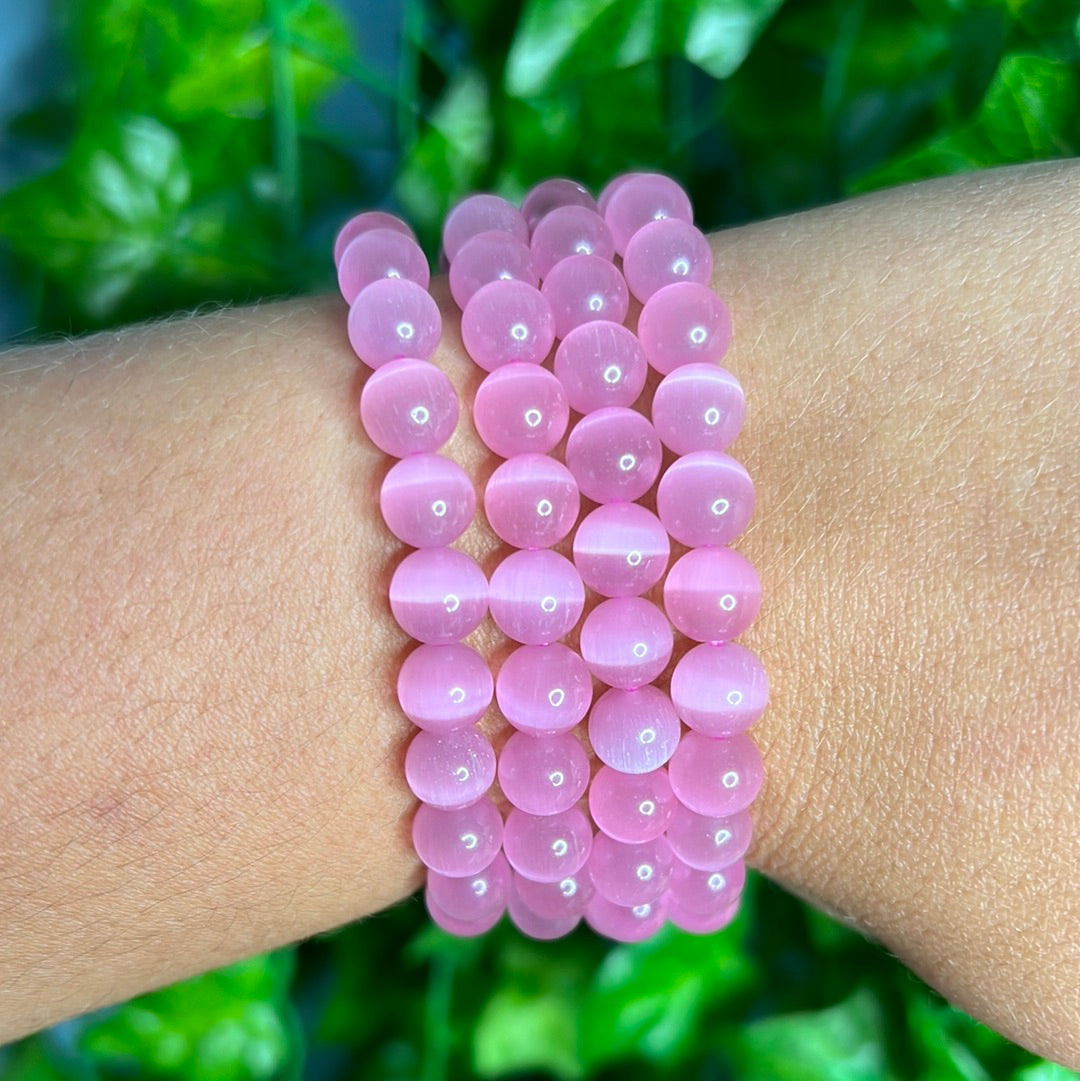 Cats Eye - Manmade Pink 8mm