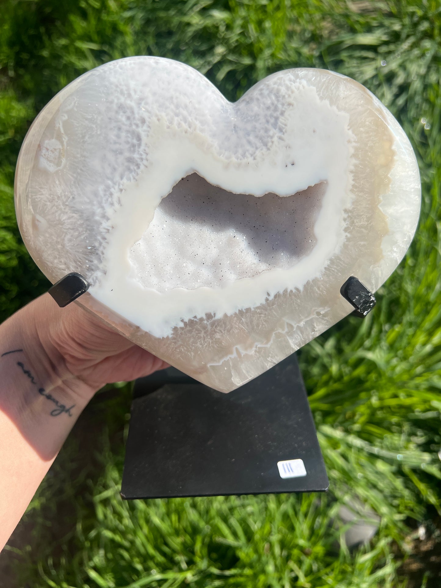 Beautiful large Druzy Agate Heart with Custom stand