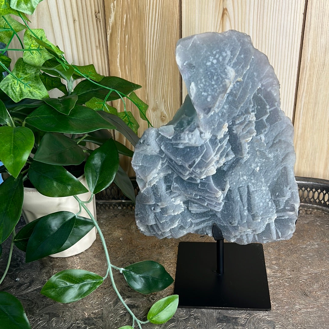 XL Sugar Fluorite Specimen on Stand.
