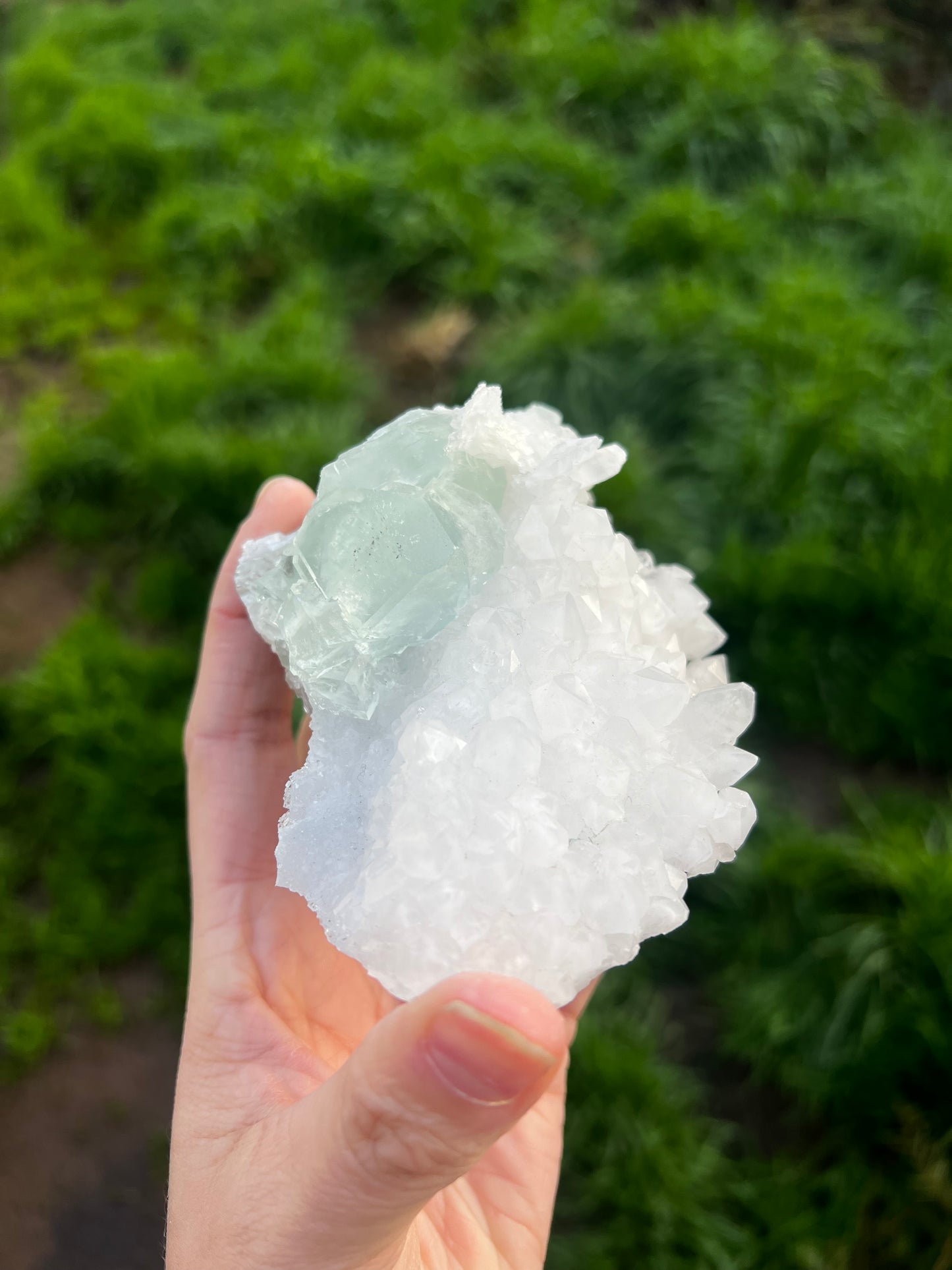 Calcite with green icy Fluorite 60