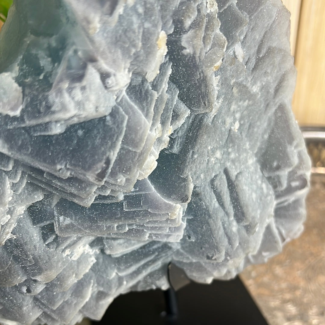 XL Sugar Fluorite Specimen on Stand.