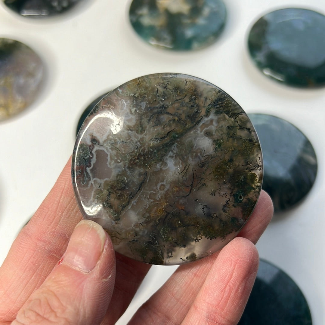 Moss Agate Flat Stone