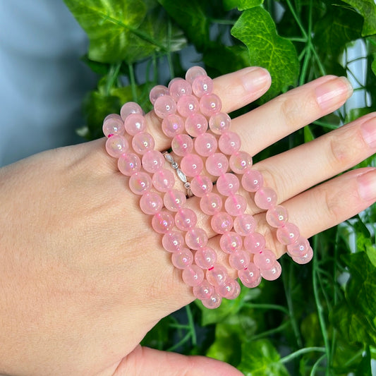 Aura coated rose quartz Bracelet