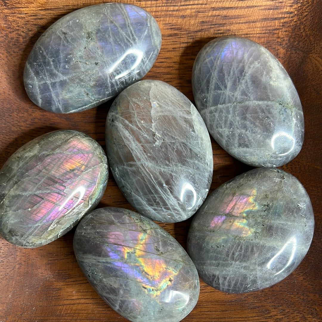 Purple Flash Labradorite Palm stone
