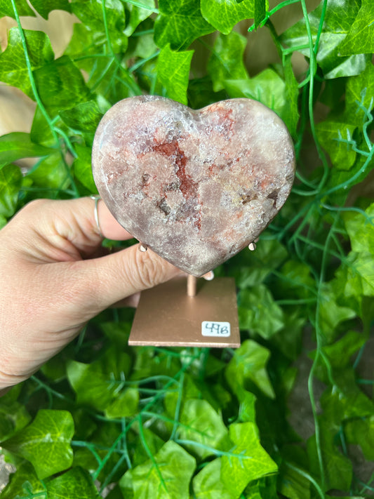 Pink Amethyst Heart on Stand (49B)