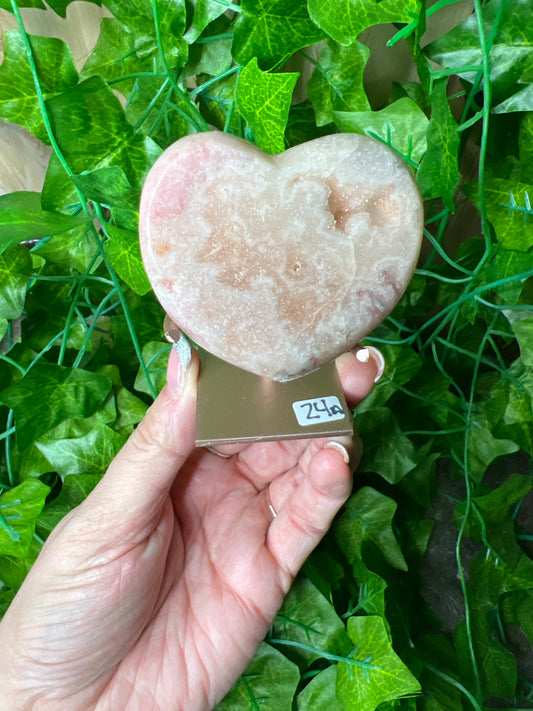 Pink Amethyst Heart on Stand (24A)