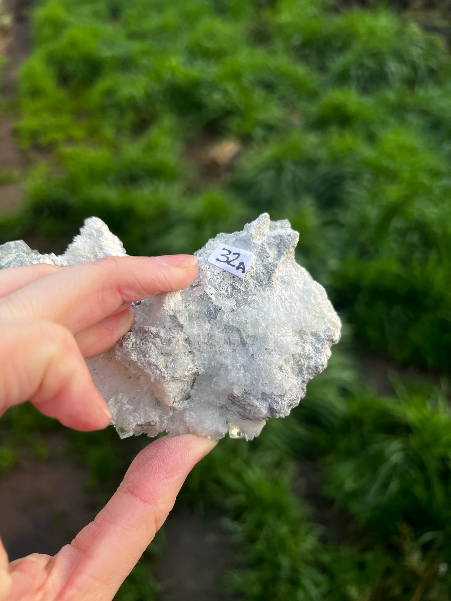 Calcite with icy green fluorite - China 32A