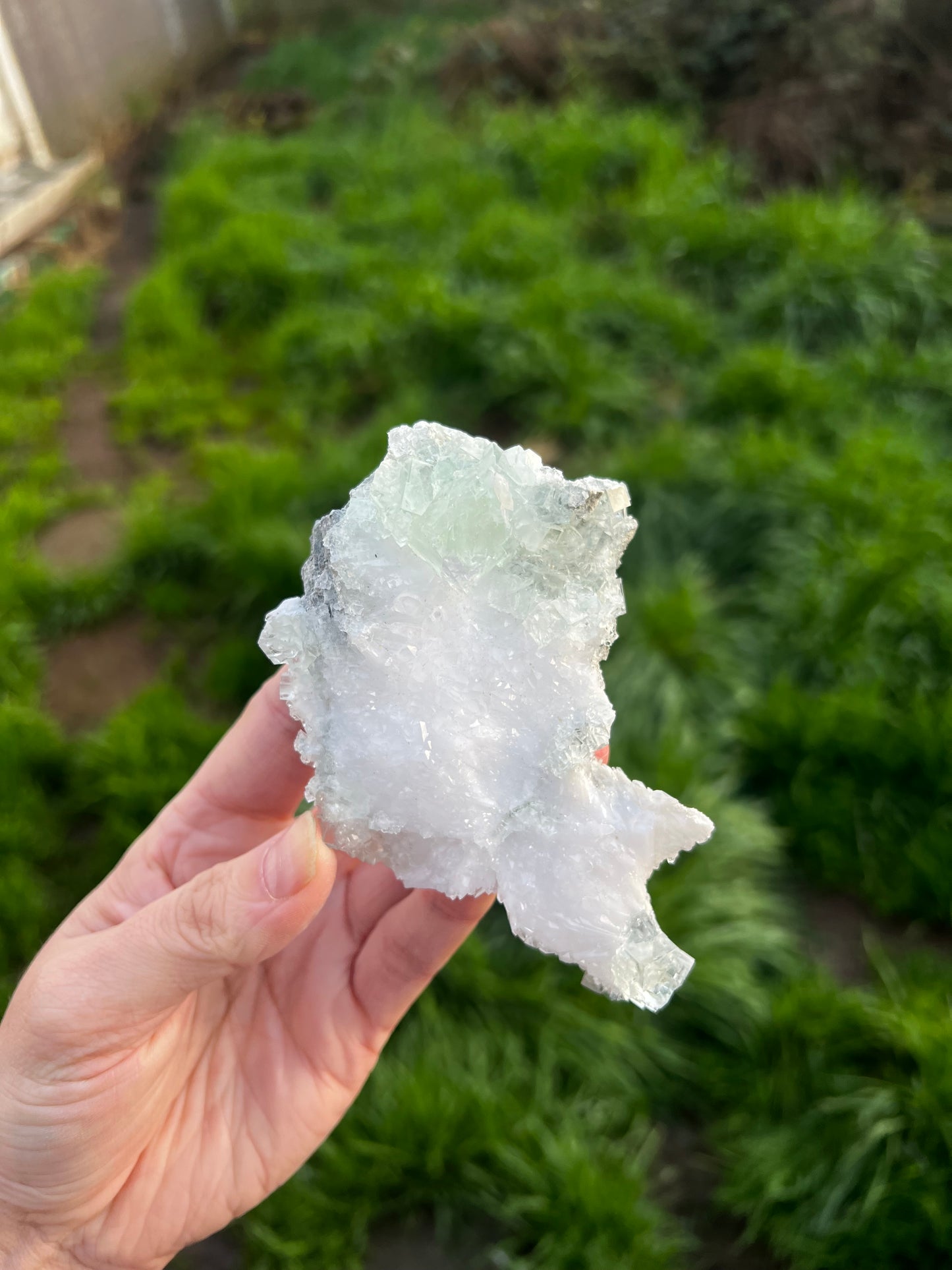 Calcite with icy green fluorite - China 32A