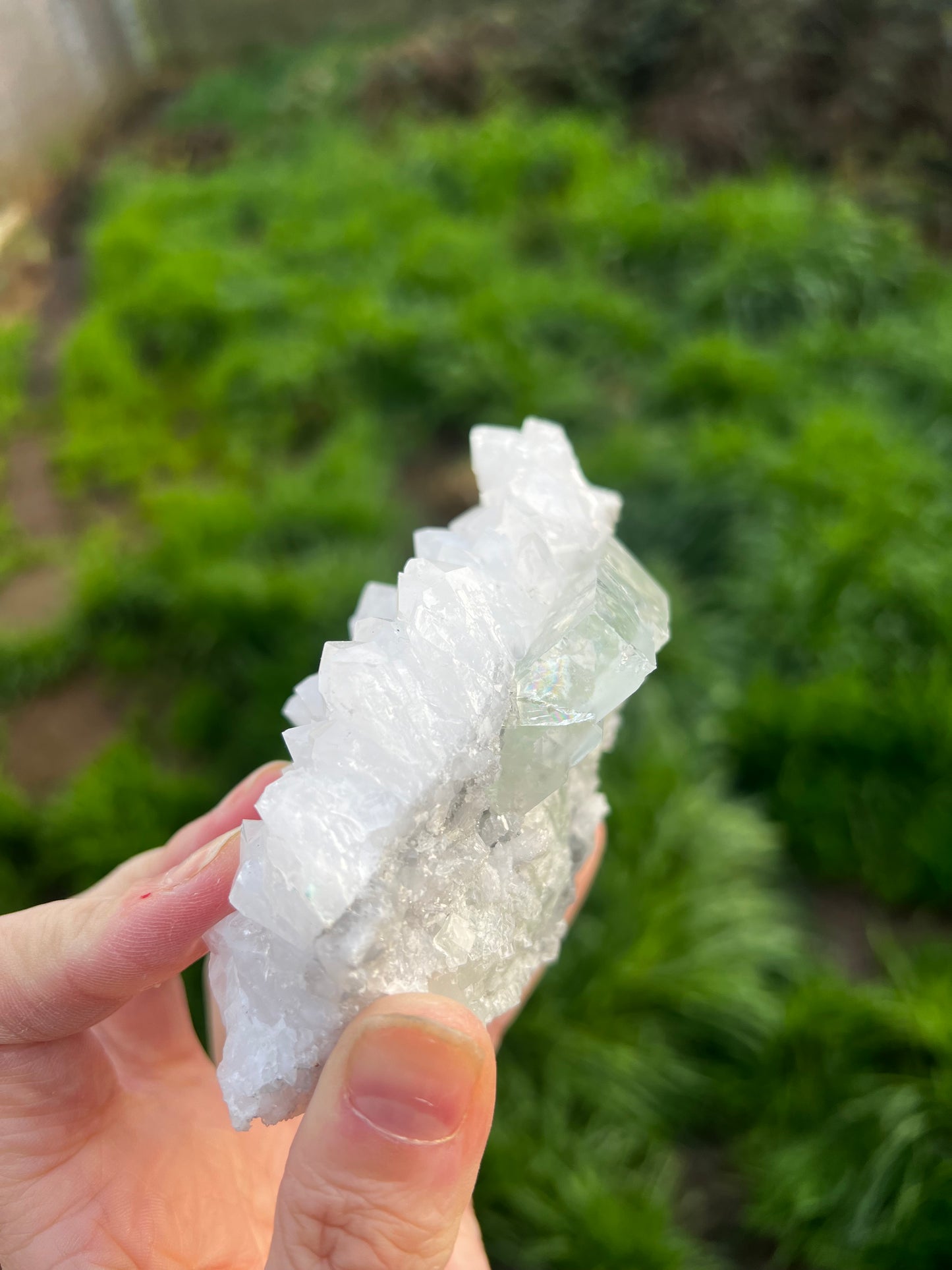 Calcite with green icy Fluorite 60