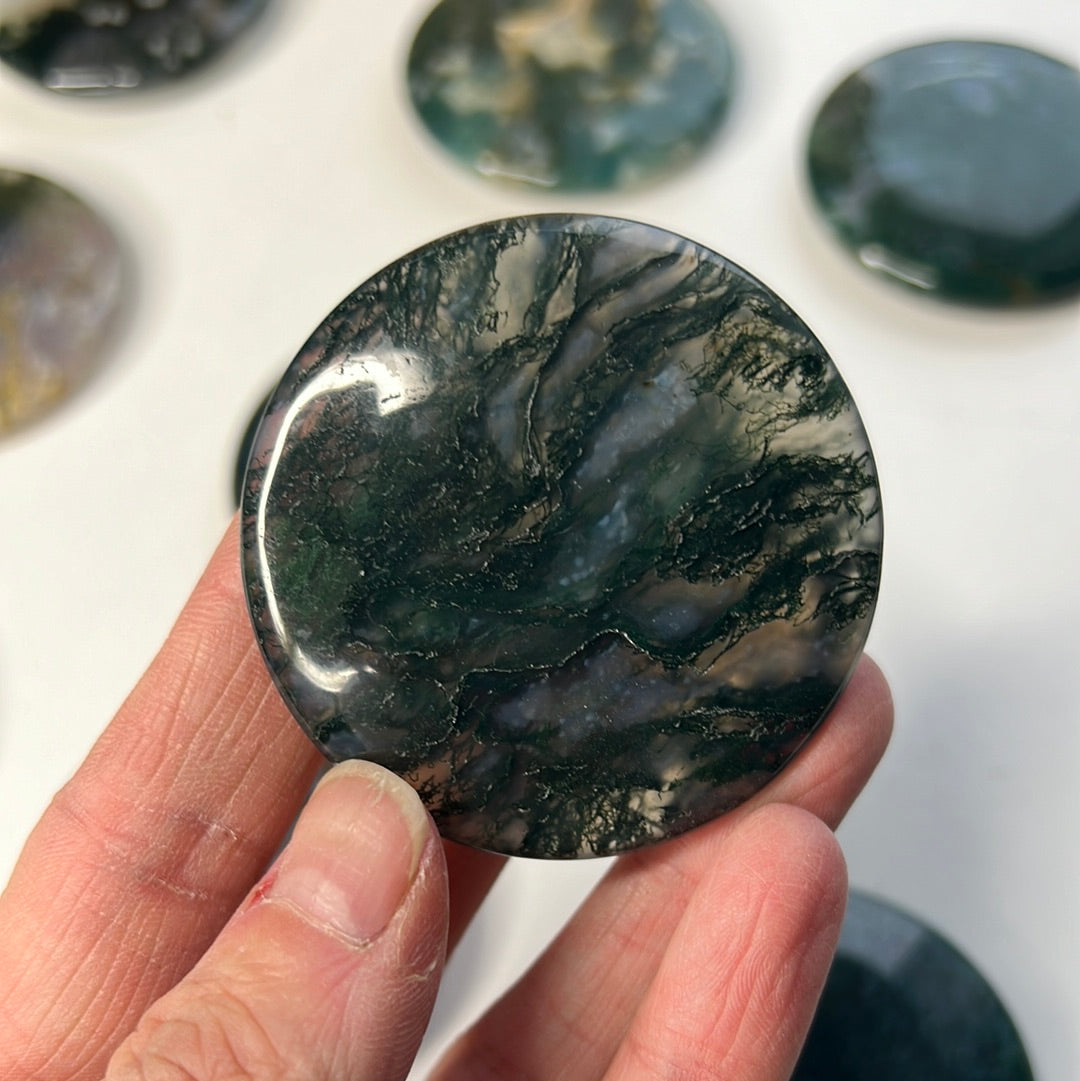 Moss Agate Flat Stone