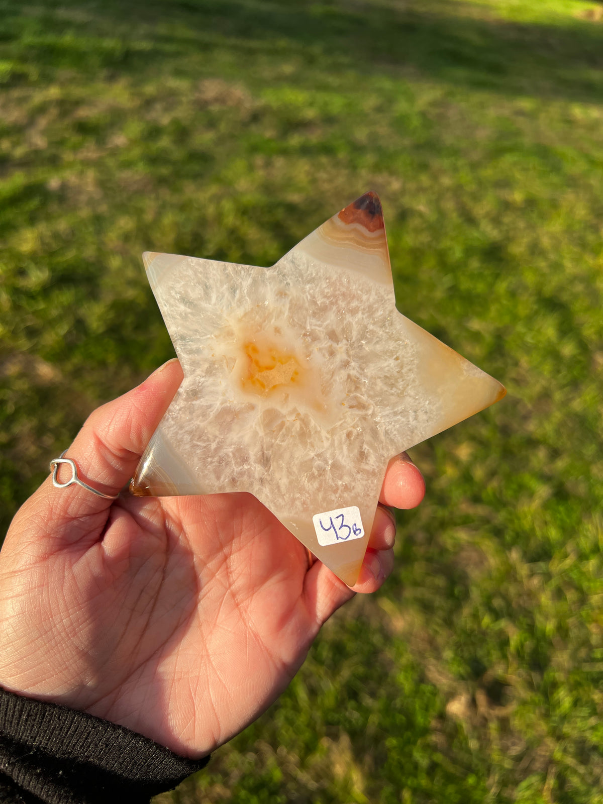 Banded Druzy Agate Star | Natural Agate Crystal Carving Option B