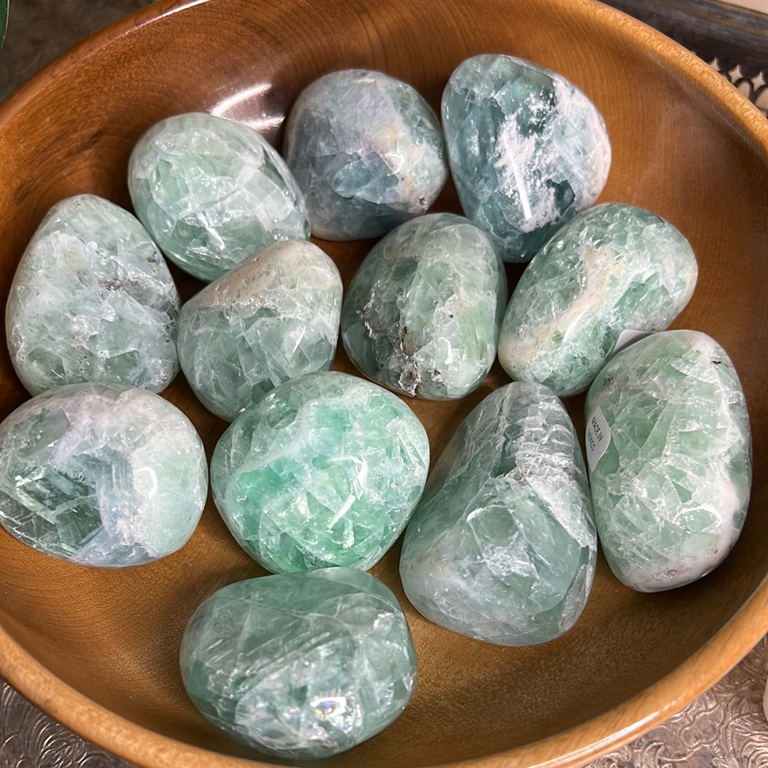 Baja Blast Mexican rainbow filled Fluorite Pebble