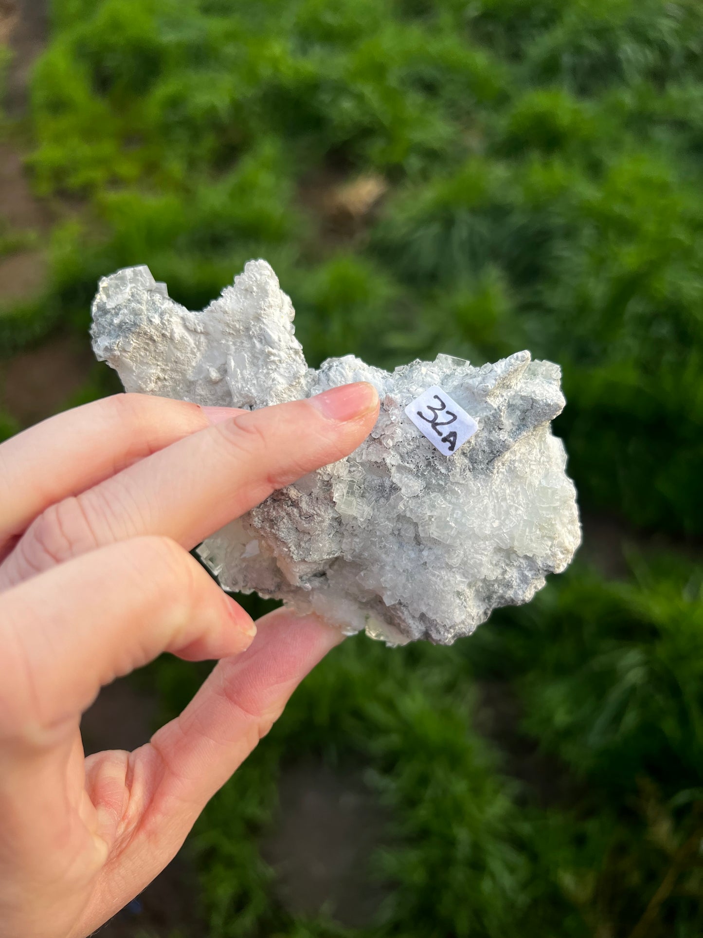 Calcite with icy green fluorite - China 32A