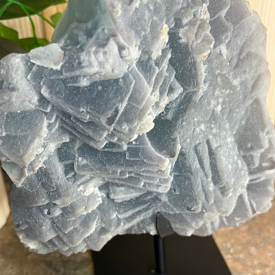 XL Sugar Fluorite Specimen on Stand.