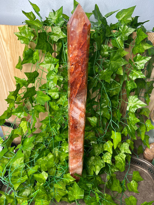 XL Fire Quartz Statement Tower (19inches - Does have small repair done to it see video)