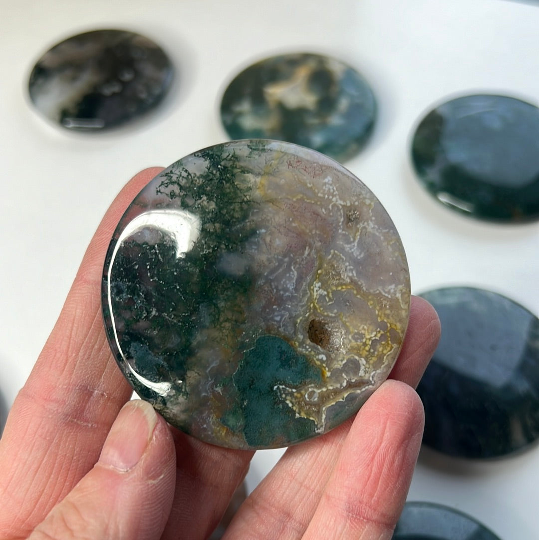 Moss Agate Flat Stone