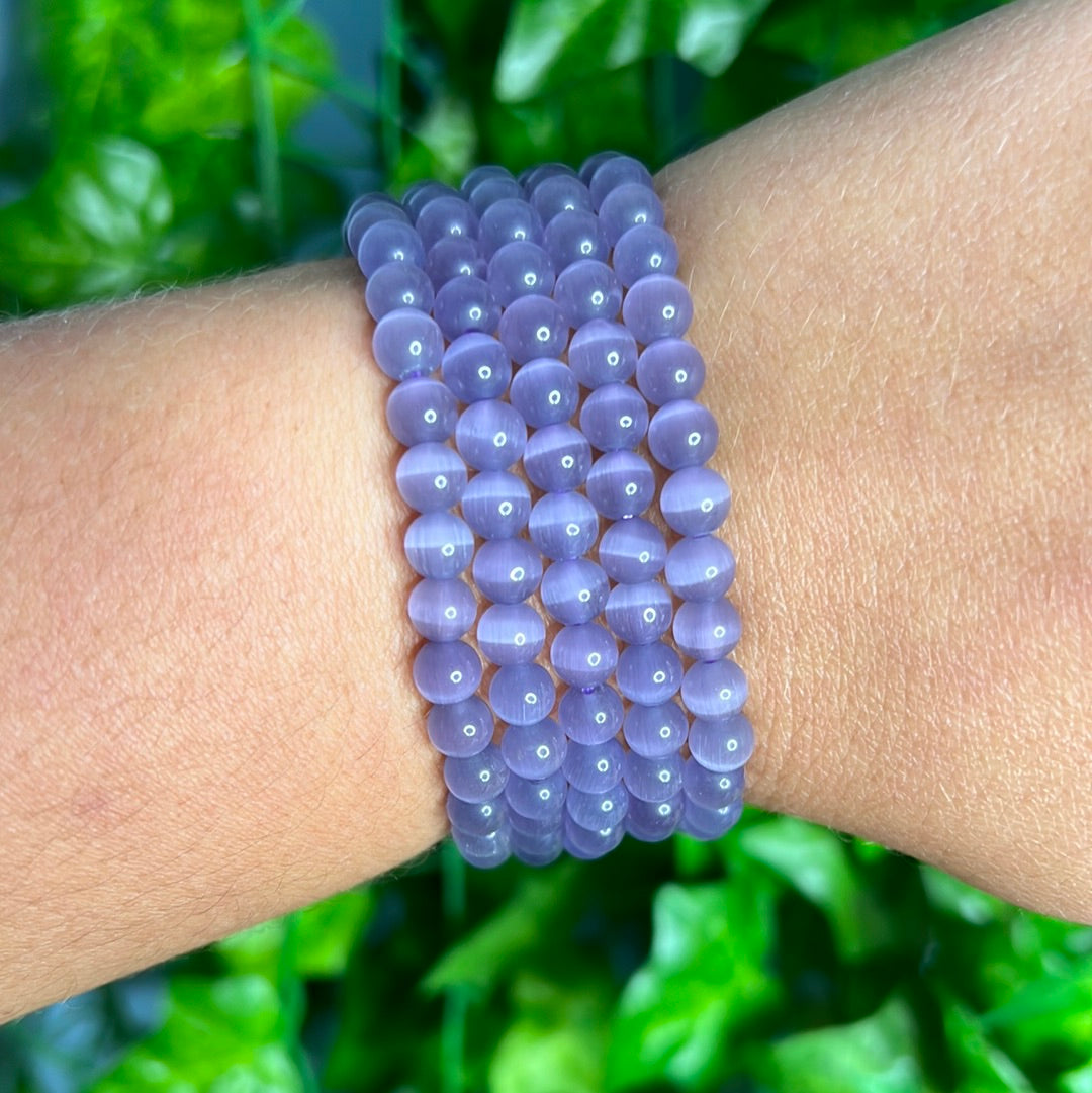 Cats Eye - Manmade 6mm Purple Bracelet