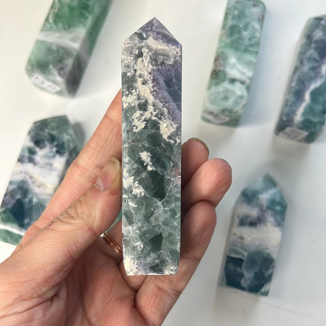 Mexican Fluorite HQ Towers (rainbow filled)