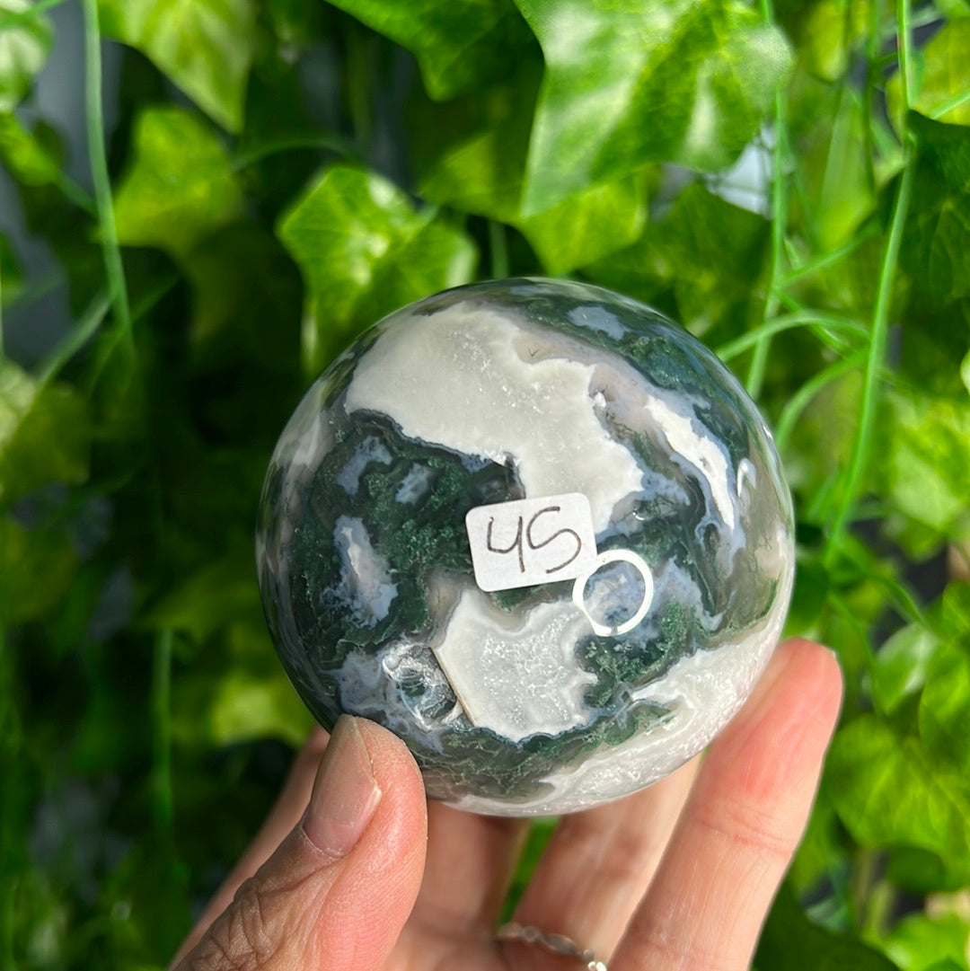 Quartz Filled Moss Agate Sphere