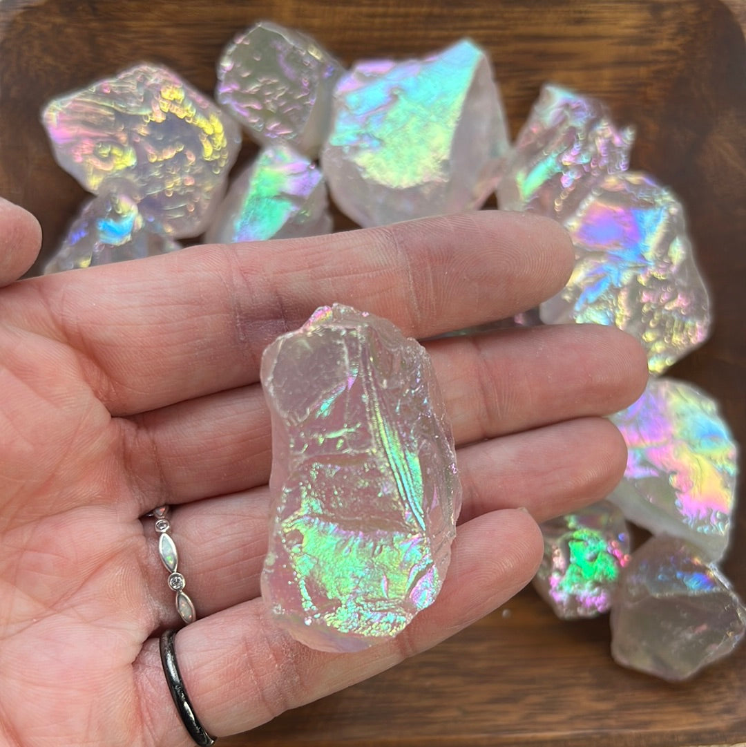 Aura Coated Rose Quartz Raw Specimen