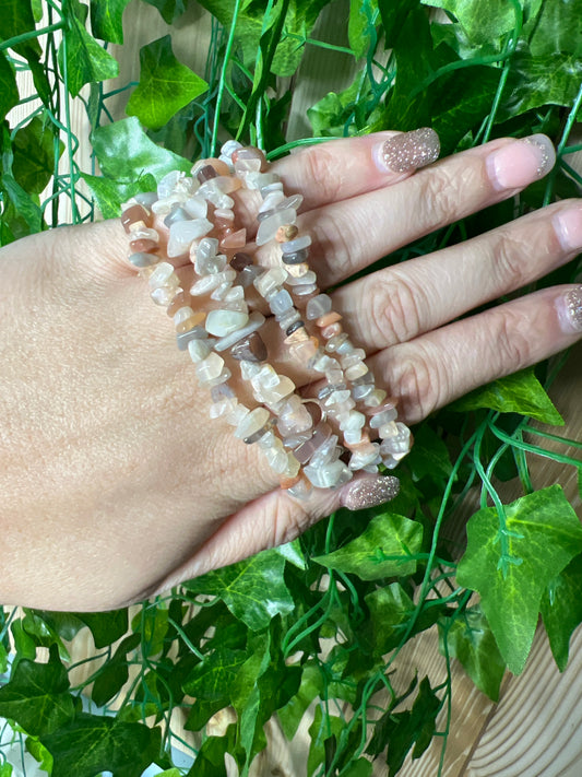 Mixed Moonstone Chip Bracelet