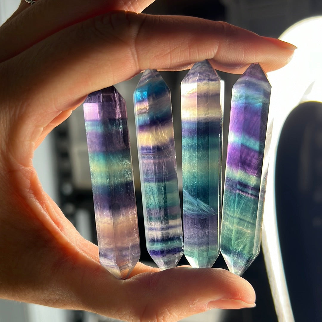 High grade small rainbow Fluorite DT