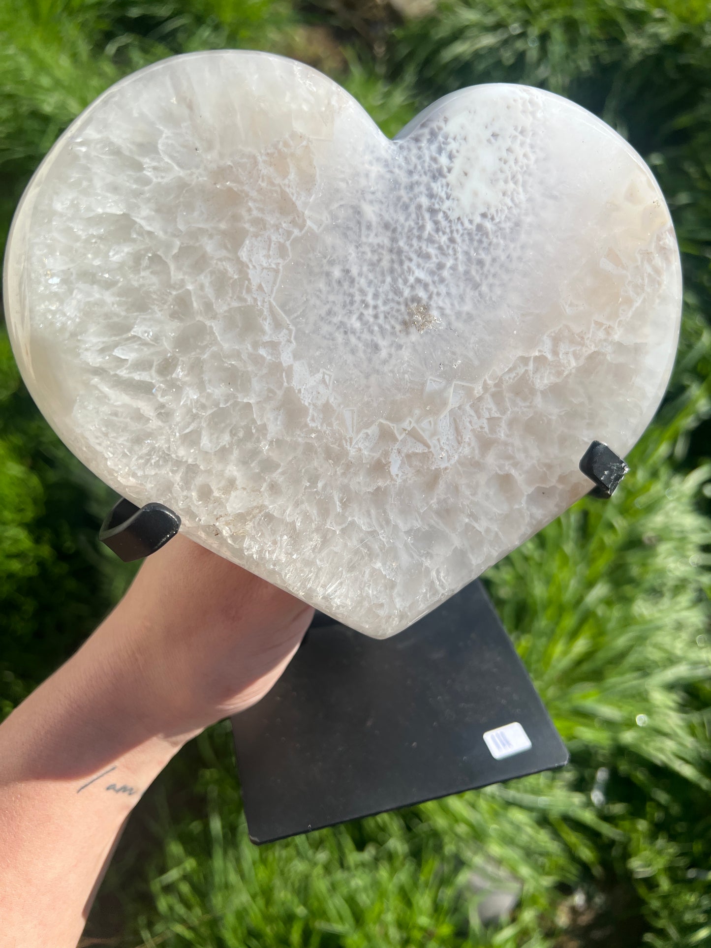 Beautiful large Druzy Agate Heart with Custom stand