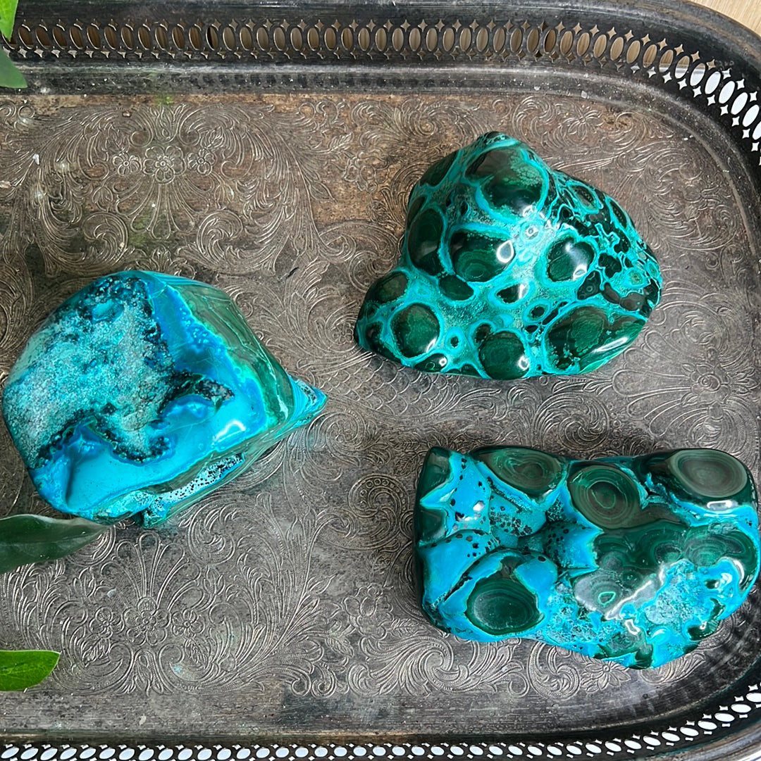 Chrysocolla Malachite Polished Freeforms (You choose)