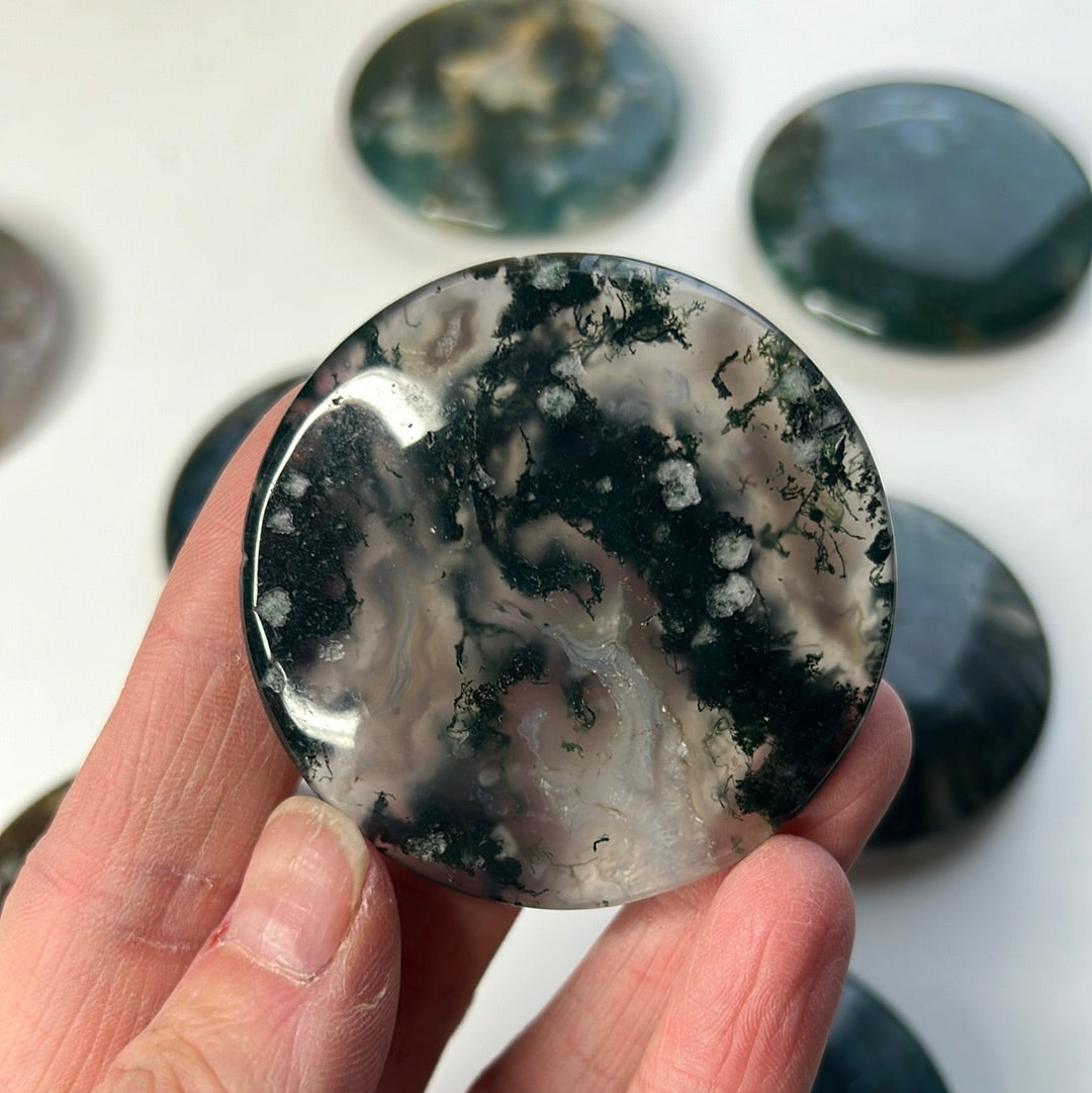 Moss Agate Flat Stone