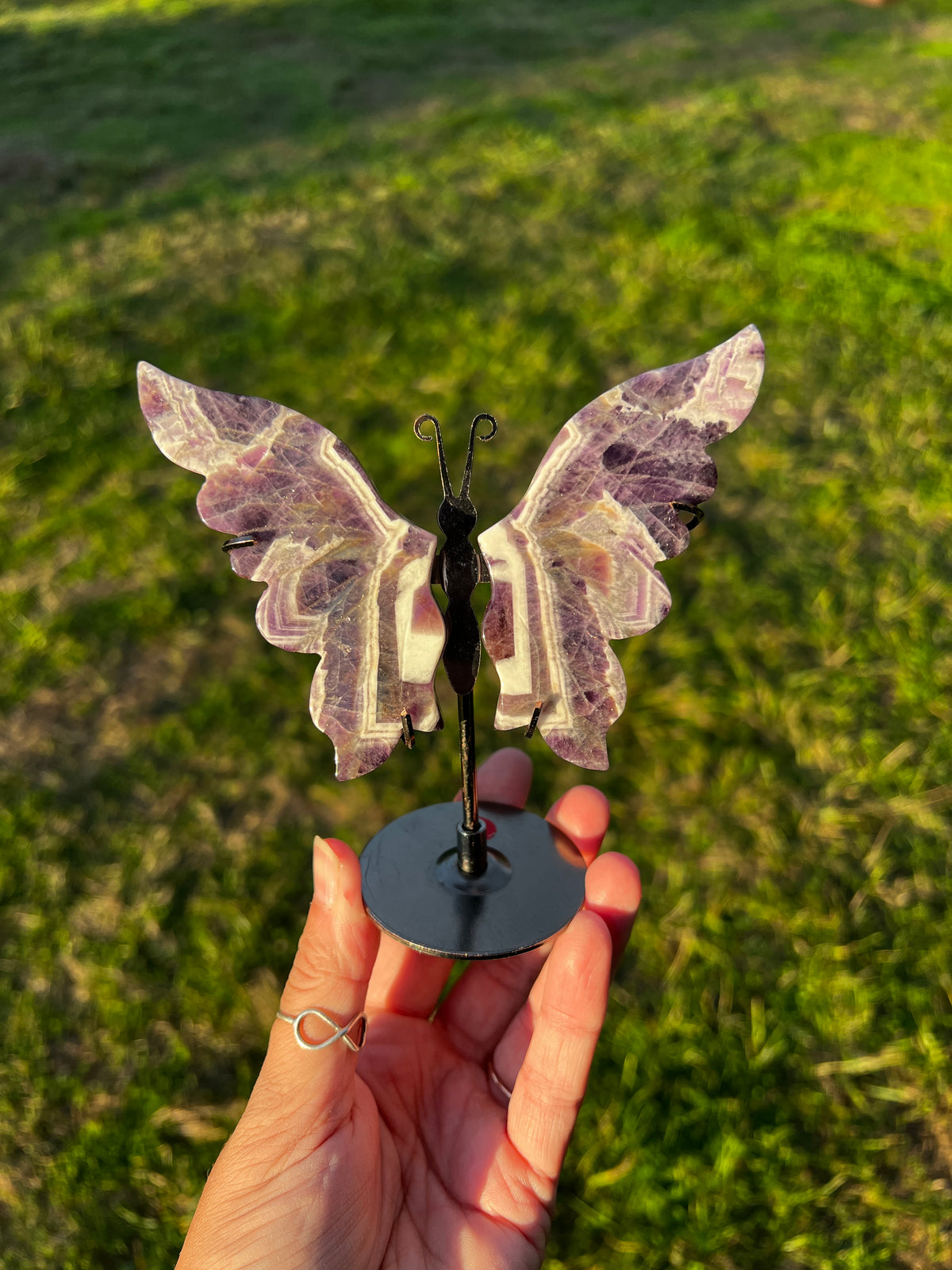 Chevron Amethyst Wings on Stand | Dream Amethyst Crystal Décor option 48