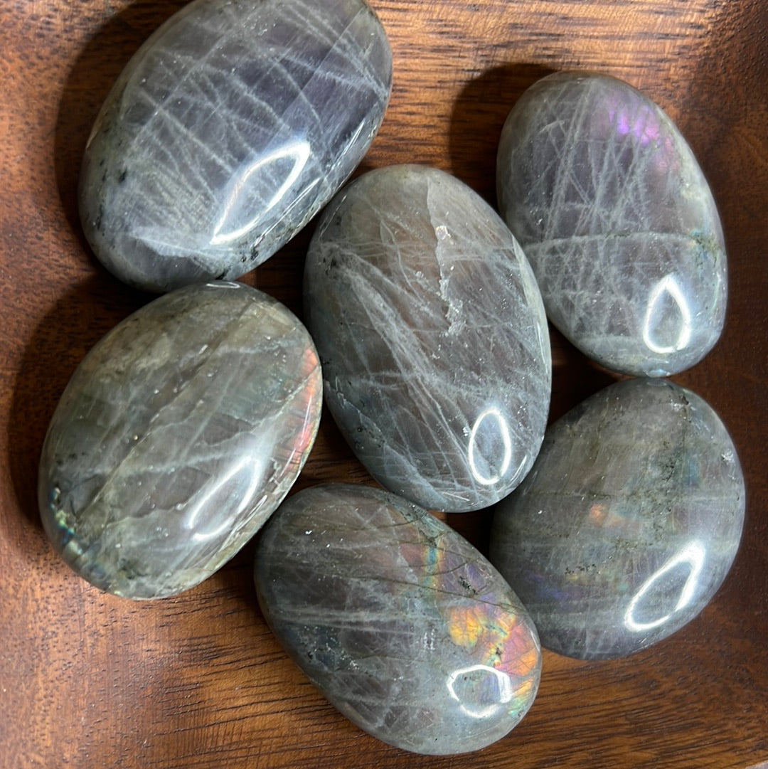 Purple Flash Labradorite Palm stone