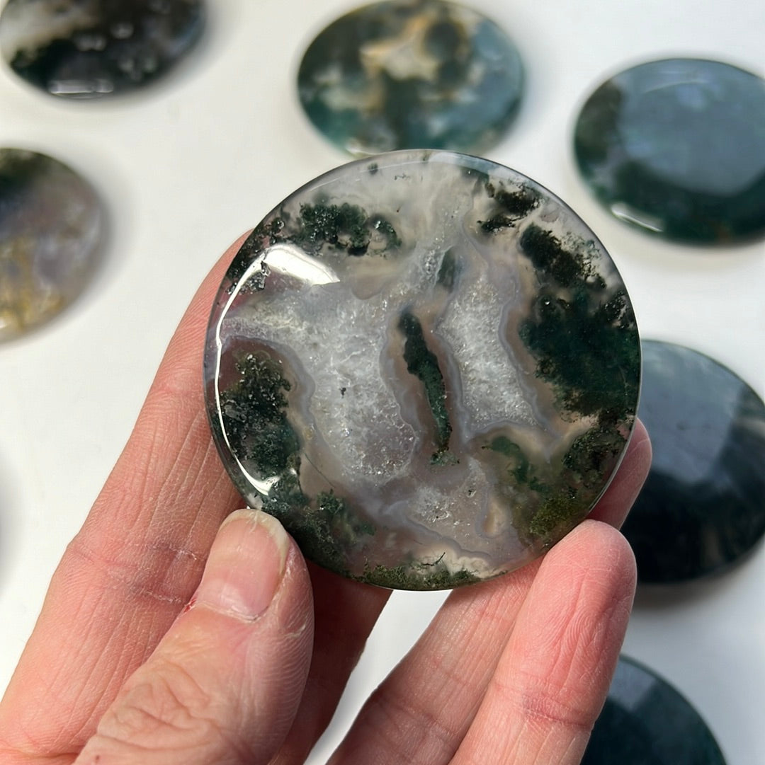 Moss Agate Flat Stone