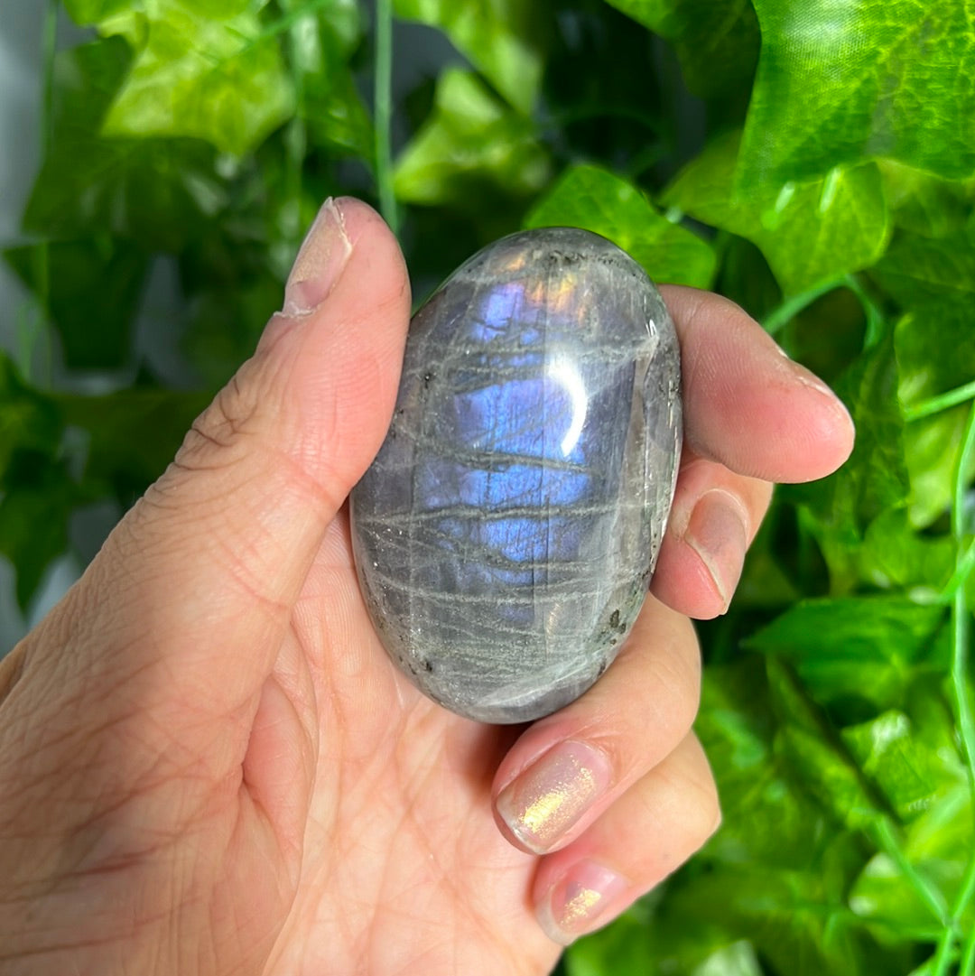 Purple Flash Labradorite Palm stone