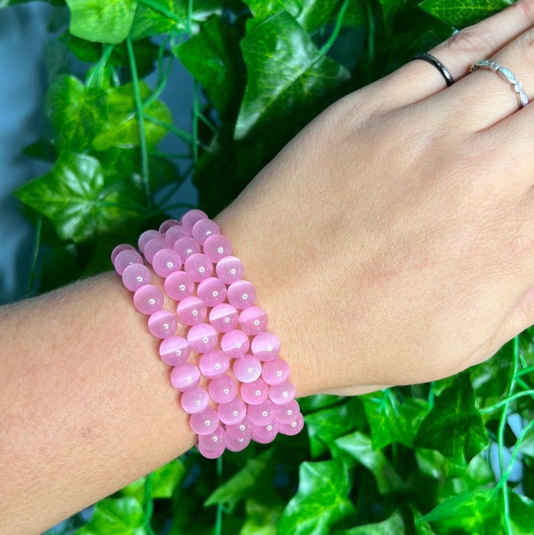 Cats Eye - Manmade Pink 8mm