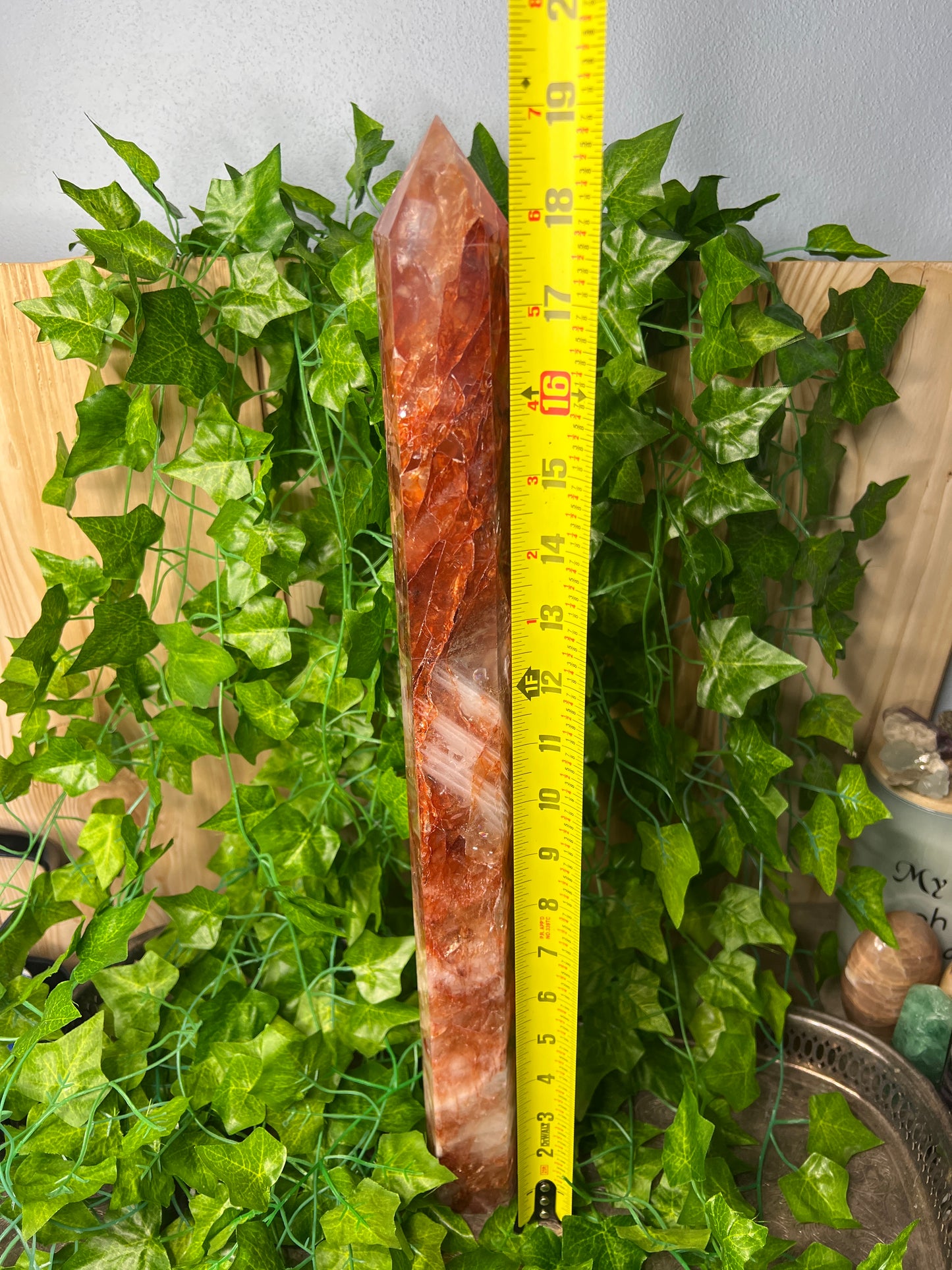 XL Fire Quartz Statement Tower (19inches - Does have small repair done to it see video)