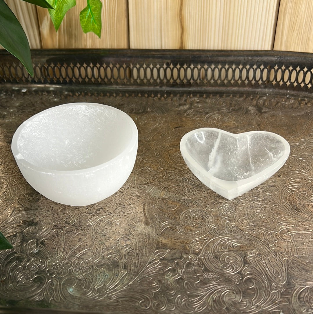 Moroccan Selenite Bowls - Small (Heart or Round)