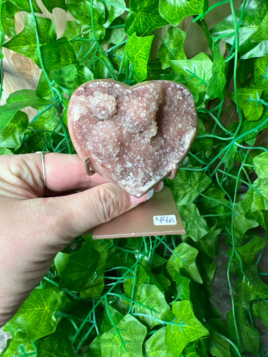 Pink Amethyst Heart on Stand (44A)