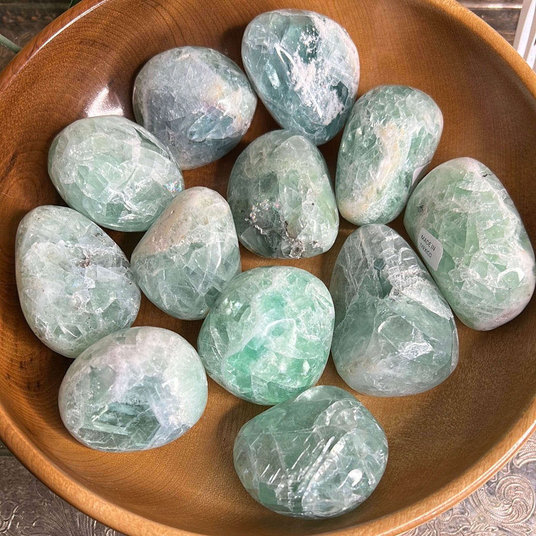Baja Blast Mexican rainbow filled Fluorite Pebble