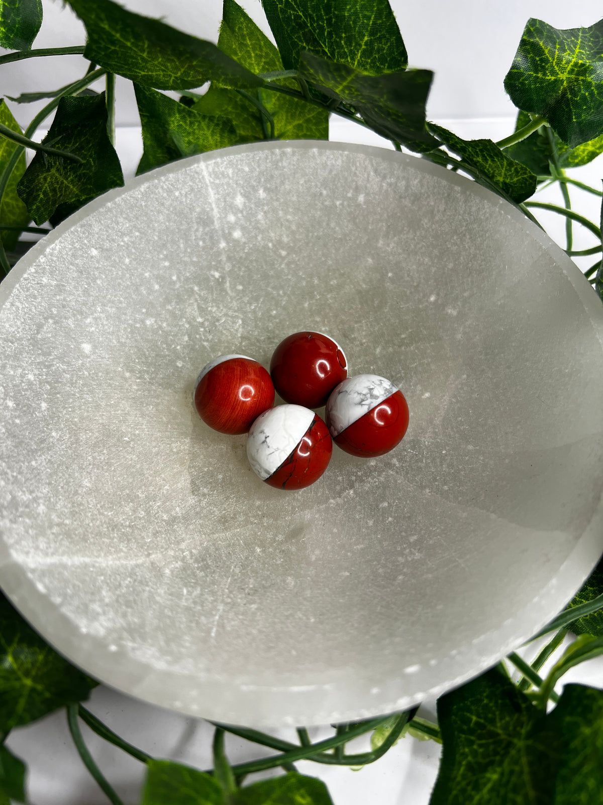 Howlite with Red Jasper Mini Pokemon inspired Spheres