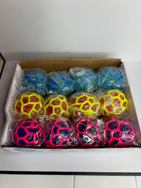 Water bead sensory ball with protective cage squish toy